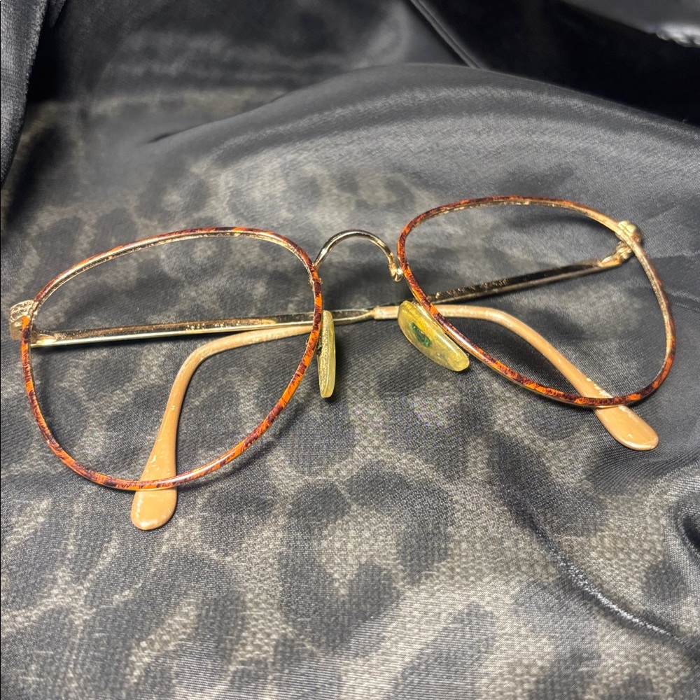 Vintage Cottet *frames only* gold tone tortoise shell aviator metal glasses